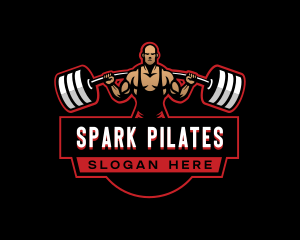 Athletic BodyBuilder Barbell logo design