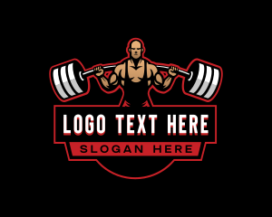 Workout - Athletic BodyBuilder Barbell logo design