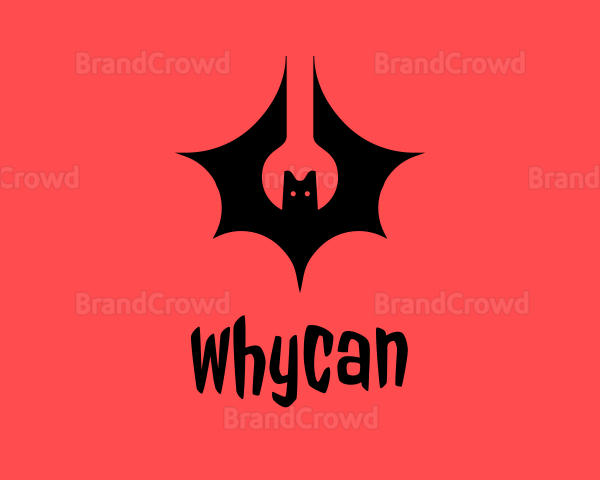 Flying Spooky Bat Logo