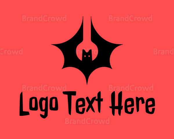 Flying Spooky Bat Logo