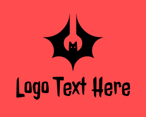 Horror House - Flying Spooky Bat logo design