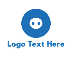 Animal - Blue Pig Snout Circle logo design