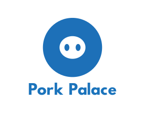 Swine - Blue Pig Snout Circle logo design
