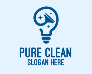 Lightbulb Bright Shine Cleaning Cleaner logo design