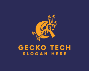 Gecko - Crescent Chameleon Branch logo design