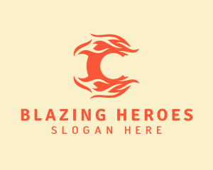 Fireman - Blazing Fire Letter C logo design
