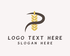 Rice - Swirly Grain Letter P logo design