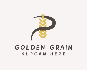 Grain - Swirly Grain Letter P logo design
