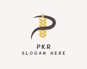 Swirly Grain Letter P logo design