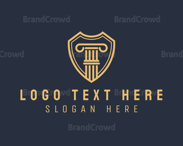 Elegant Shield Column Pillar Logo