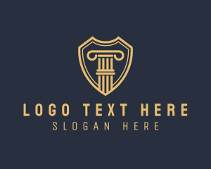 Defense - Elegant Shield Column Pillar logo design