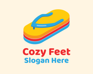 Slippers - 3D Summer Flip Flops logo design