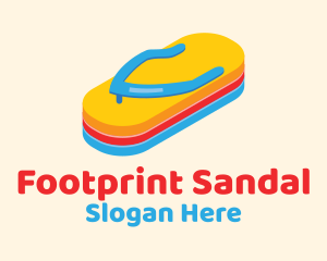 Sandal - 3D Summer Flip Flops logo design
