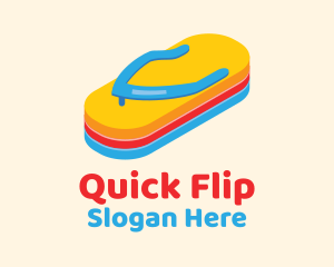 3D Summer Flip Flops  logo design