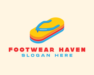 3D Summer Flip Flops  logo design