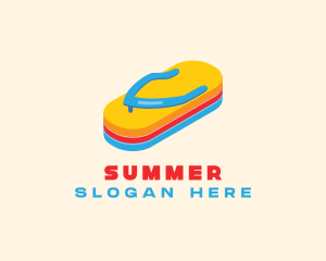 3D Summer Flip Flops  logo design