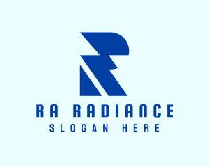 Blue Electric Letter R logo design