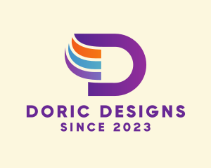 Gradient Wing Letter D logo design