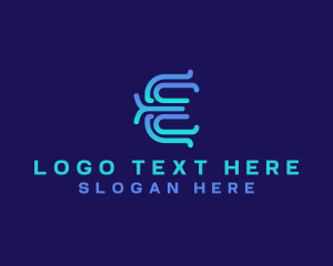 Computer - Modern E Outline logo design
