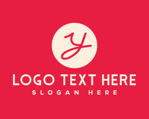Yoga - Pink Handwritten Letter Y logo design