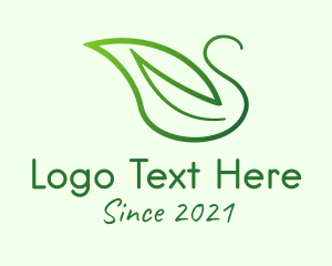 Leaf - Green Line Art Duck logo design