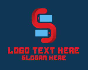 Parallelogram - Mobile Phone Letter S logo design