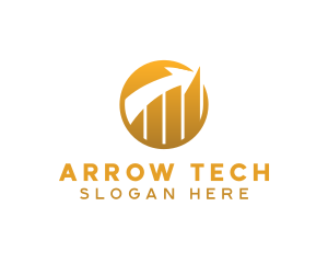 Gold Fintech Graph Arrow logo design