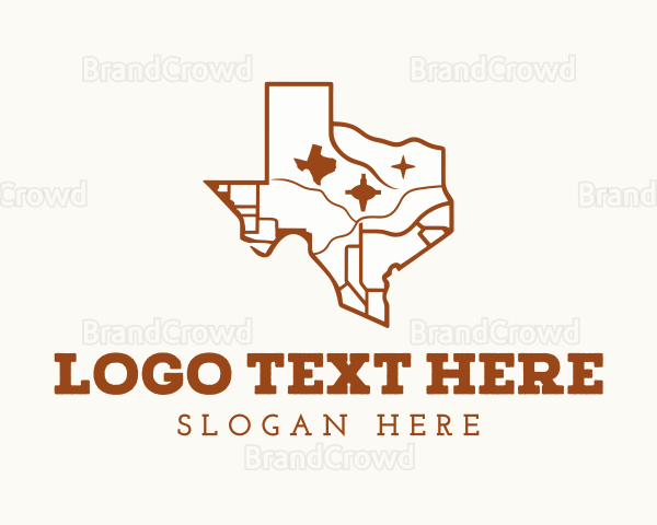 Brown Texas Map Logo