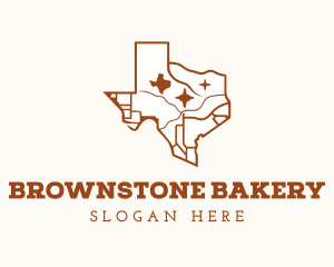 Brown Texas Map logo design