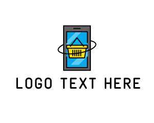 Online Mobile Basket logo design