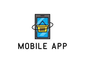Online Mobile Basket logo design