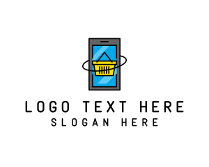 Supermarket - Online Mobile Basket logo design