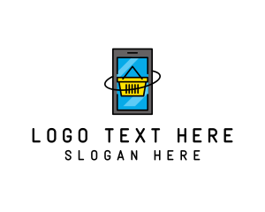 Online Mobile Basket logo design