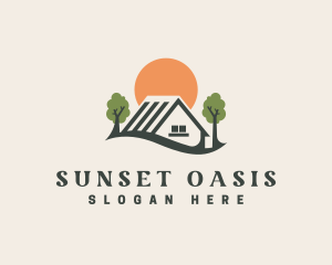 Sunset Real Estate Roofing logo design