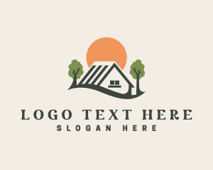 Tree - Sunset Real Estate Roofing logo design