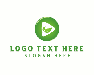 Player - Leaf Play Button logo design