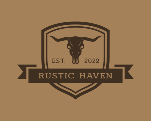 Western Buffalo Skull logo design