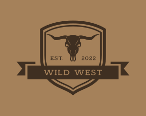 Western Buffalo Skull logo design