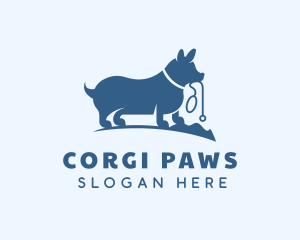 Blue Corgi Dog logo design