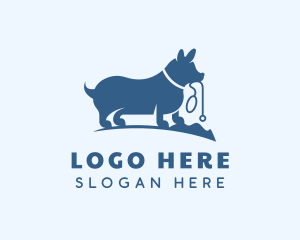 Dog - Blue Corgi Dog logo design