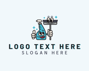 Clean - Janitorial Cleaning Squeegee logo design