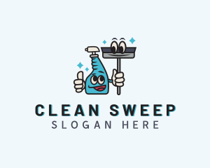 Custodian - Janitorial Cleaning Squeegee logo design