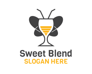 Syrup - Butterfly Wine Glass logo design