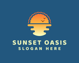 Tropical Beach Sunset logo design