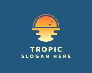 Tropical Beach Sunset logo design