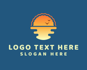 Lodging - Tropical Beach Sunset logo design