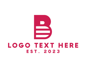 Alphabet - Red Letter B Stripe logo design