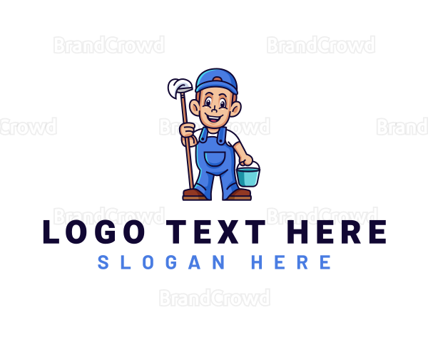 Janitor Mop Cleaner Logo