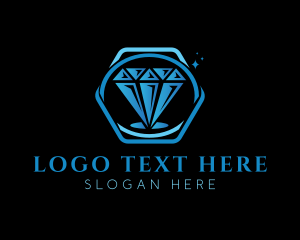Glamorous - Blue Diamond Gem logo design