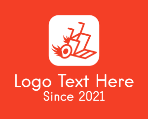 Trolley - Burning Cargo Cart App logo design